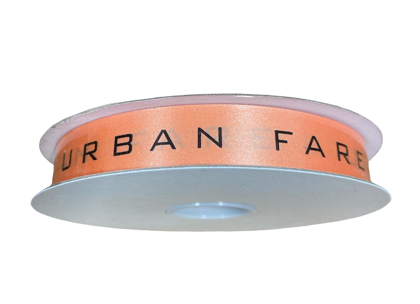 7/8 x 100 YDS Peach SATIN RIBBON With Black Printing "URBAN FARE" Custom