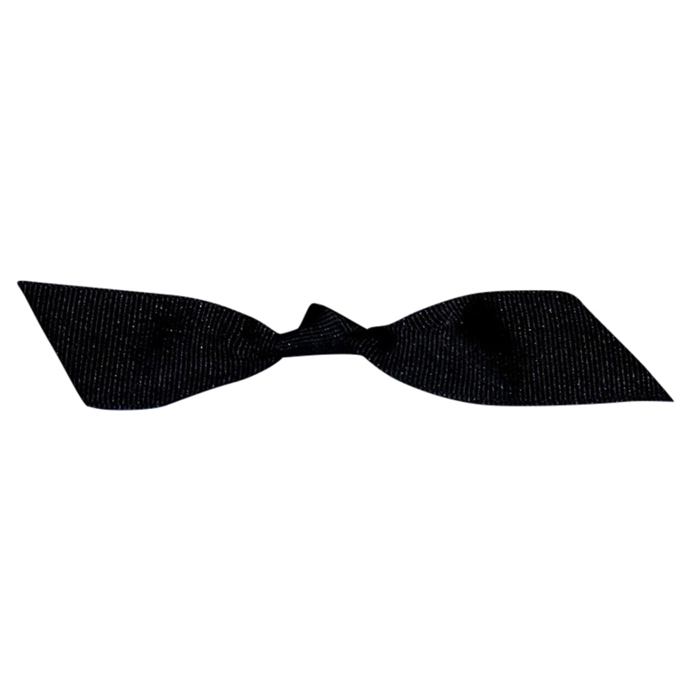 Pack of 100 Black GROSGRAIN TWIST TIE FLAIR BOWS - 2 TAILS X 2in X 7/8in RIBBON WIDTH HOT ANGLE CUT & 5in TWIST TIE