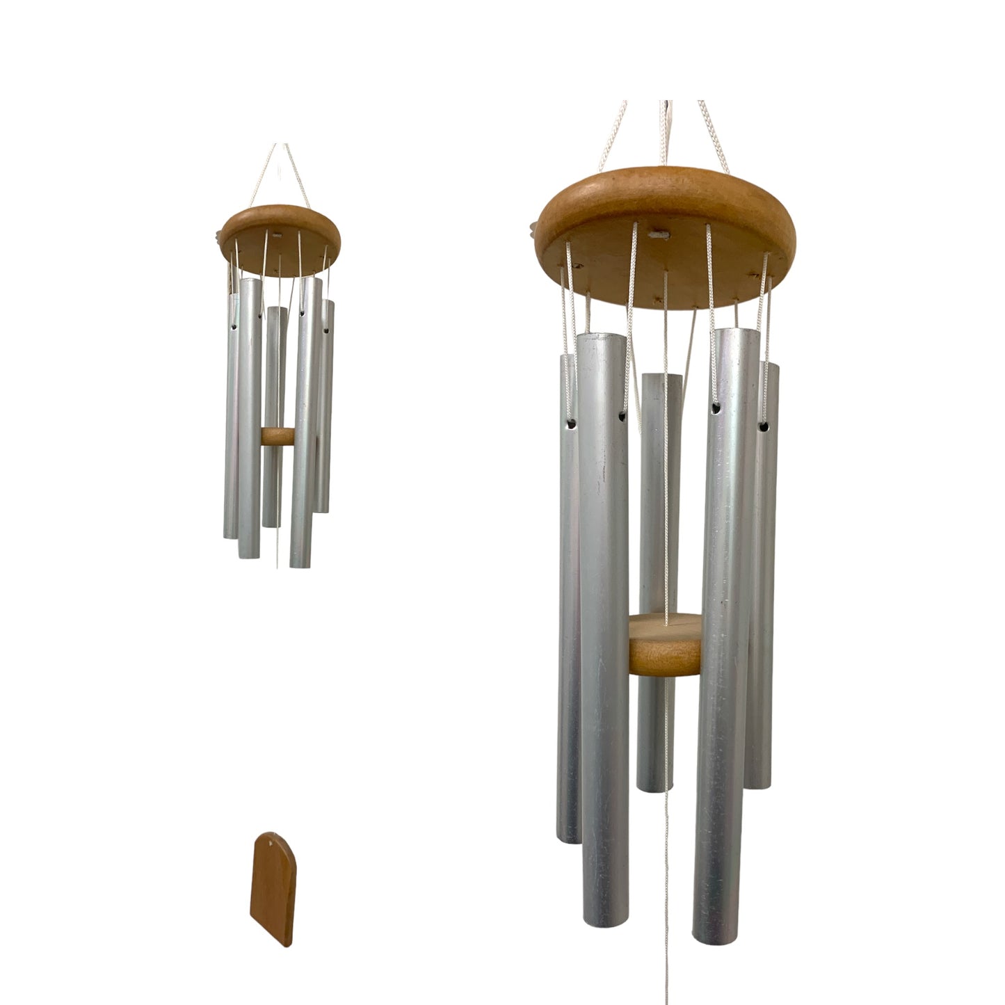SILVER METAL AND WOOD - 15 INCH - MEDIUM WIND CHIME