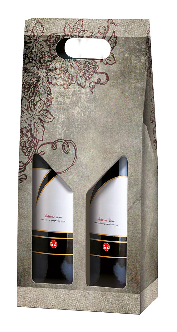 Wine Poetry- Poesia di Vino Design Double WINE Bottle Carriers 750ml CORRUGATED (20 per case)