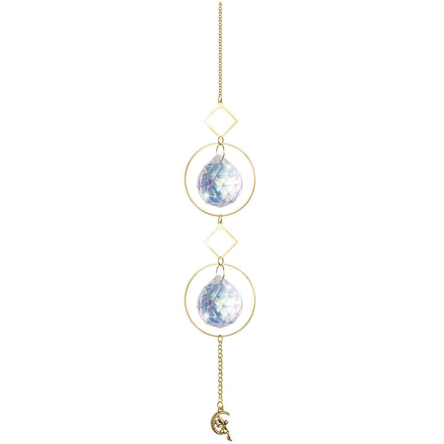 K9 Aura Crystal Hanger Suncatcher 2 Moons Brass Color Twinkle Hanger - Long inch - China -