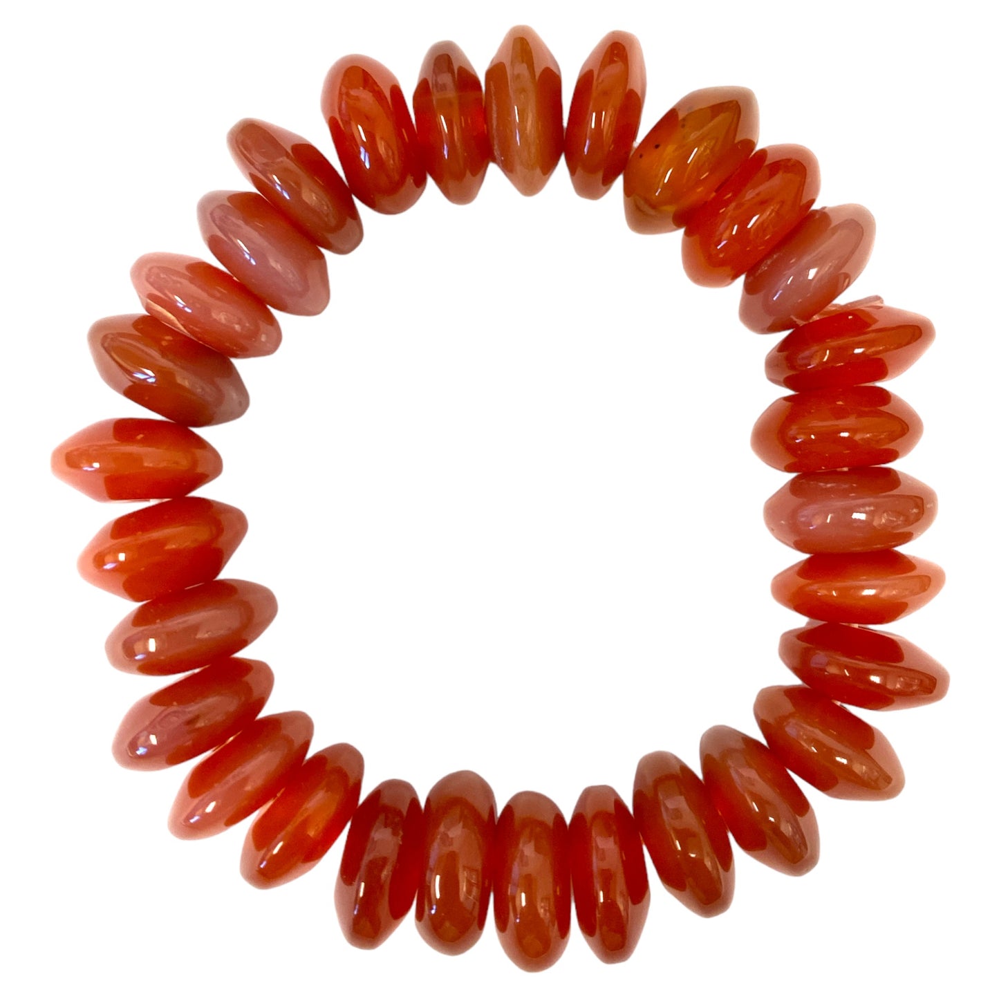 Carnelian Abacus Style Wide Bead 15mm Bracelet - 7.5 inch - China - NEW323