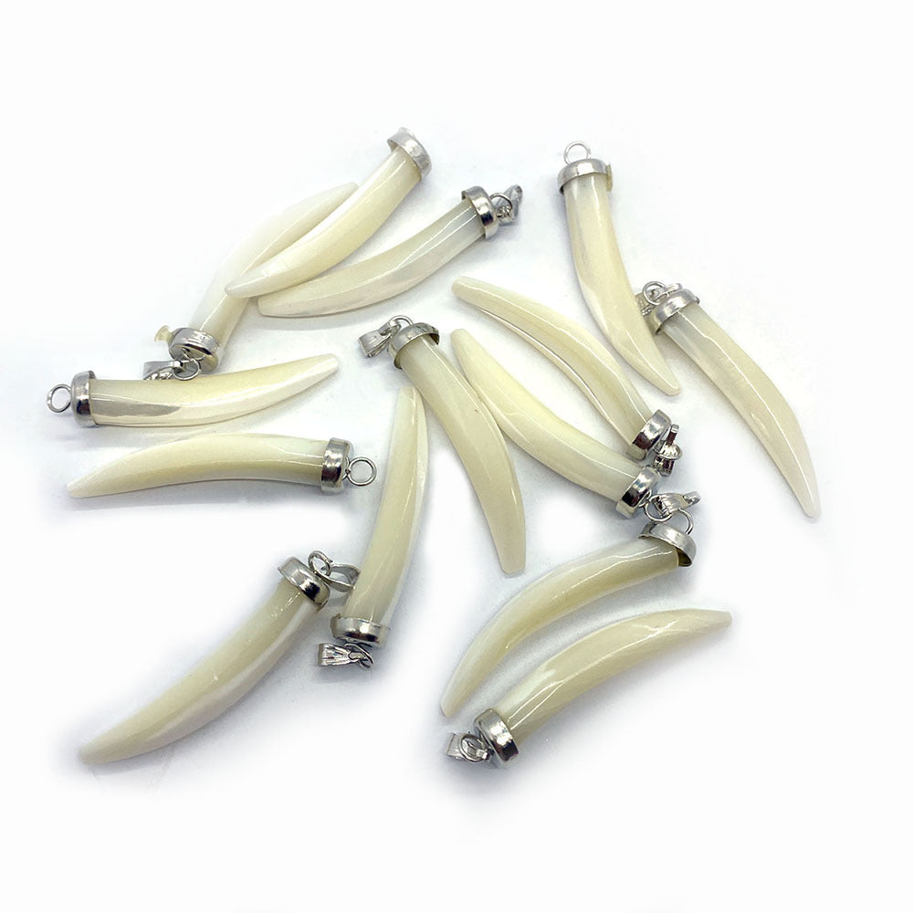 MOP Shell Tusk Shape Pendant - 7x37mm - NEW826