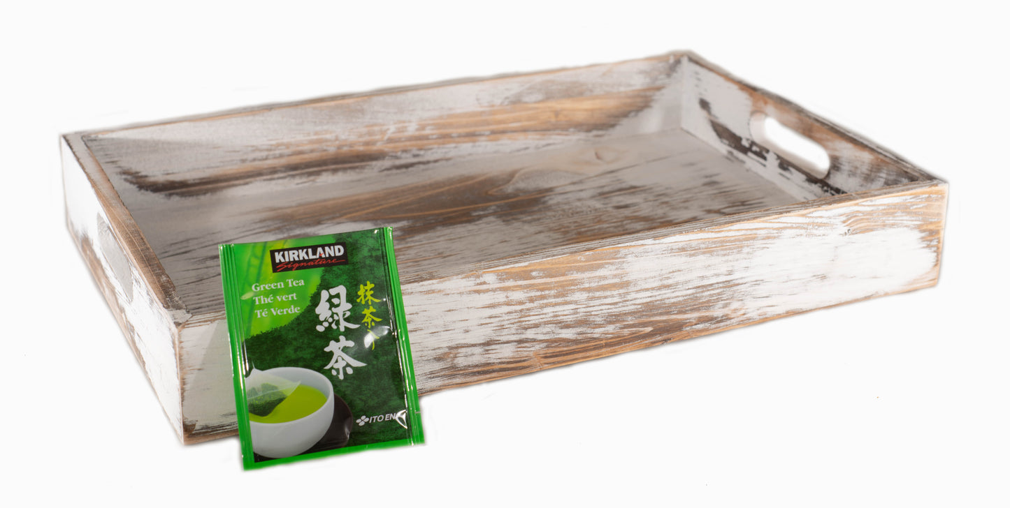Whitewash Fir wood Tray SMALL 15.75 x 10 x 2.25 inch - Fits 30 x 40 Cello bag