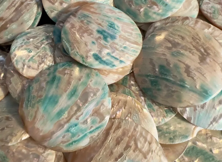 1 inch Blue Abalone Shells - 25mm Polished Rounds - one 2mm Hole - 2mm Thick - USA