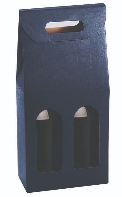 Navy Juta Blu Textured 2 Bottle Carriers 7″ x 3.5″ x 15″ (Order in 30's)