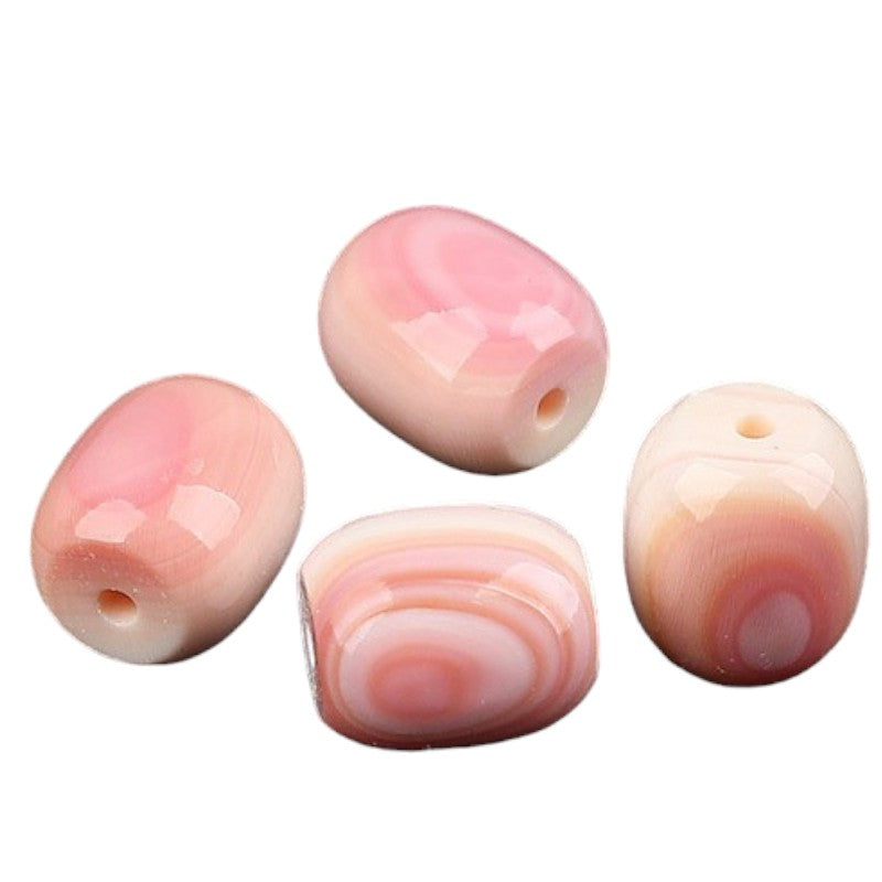 Pack of 4 Queen Pink Conch Shell Barrel Beads - - Hole Center - 10x12mm - NEW424