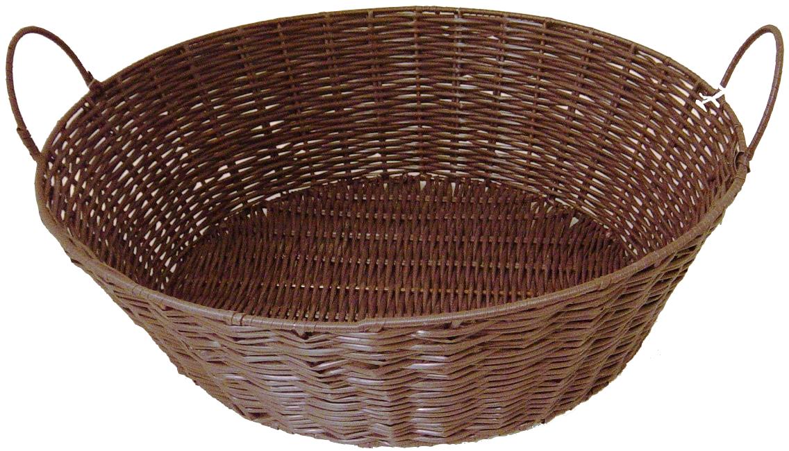 PLASTIC Wicker Round DISPLAY TRAY - BROWN 17.5 DIA x 5.5 inches