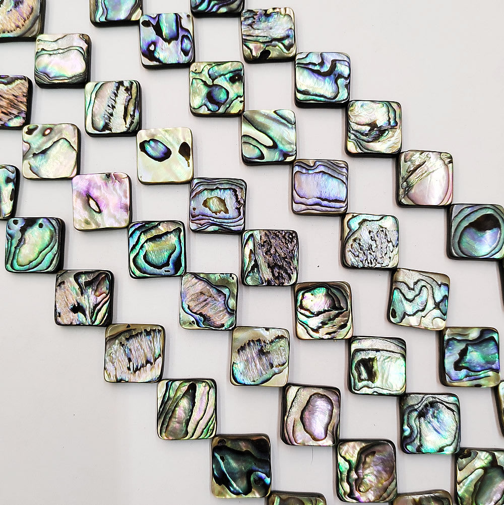 Pack of 10 Abalone Shell Beads - Rhombus - 8x8mm - NEW424