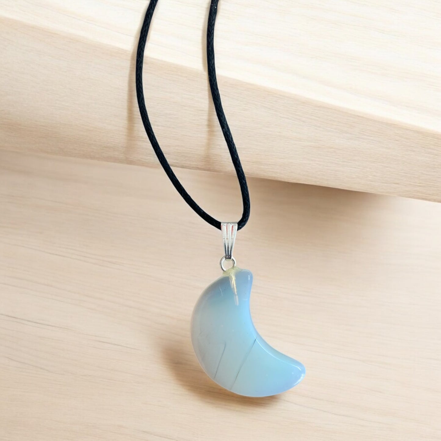 Opalite Moon Pendant 1" with Necklace - NEW225