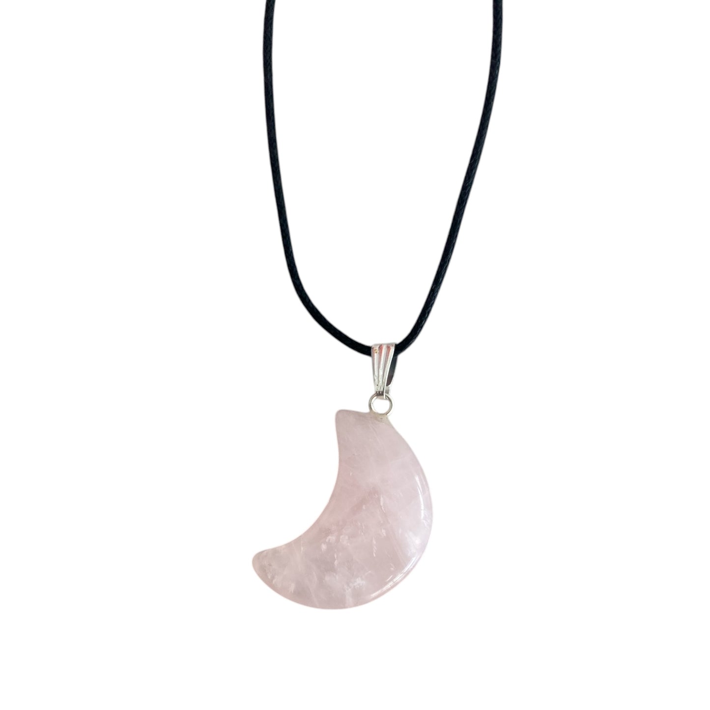 Rose Quartz Moon Pendant 1" with Necklace - NEW225