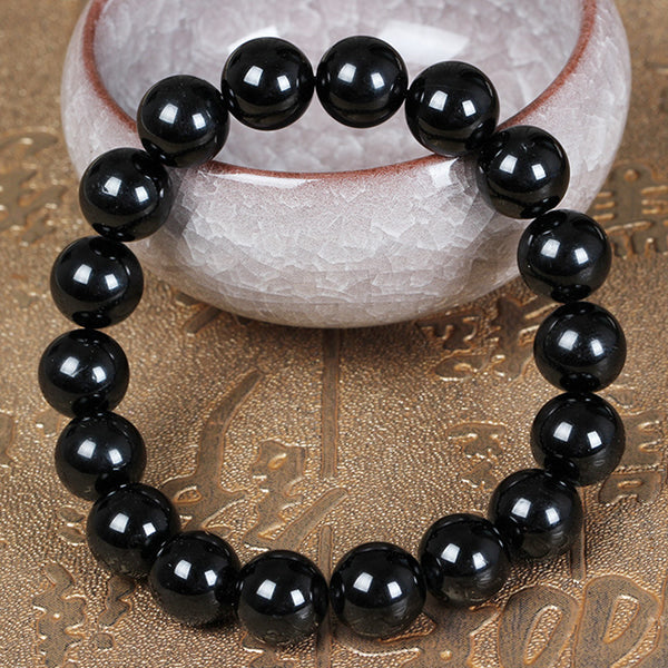 8.5 inch 8mm Black Tourmaline Bracelet Round - October Birthstone - 8mm Beads