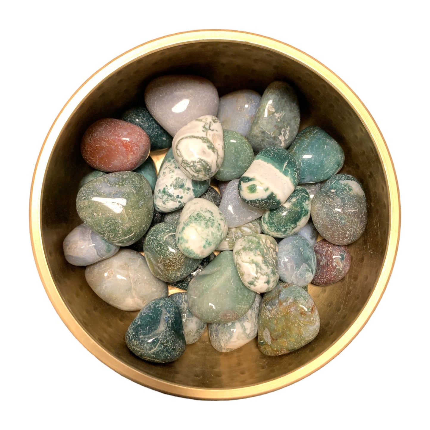 Moss Agate Tumbled Stones - Medium 25 - 35 mm - 500 Gram (1.1 lb.) - India - NEW1222