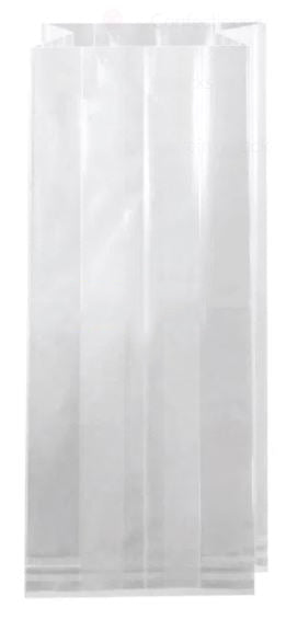PK/100 - 4 x 2.75 x 9 inch - STANDARD GUSSET 1 mil Clear BAGS (10 per master case)