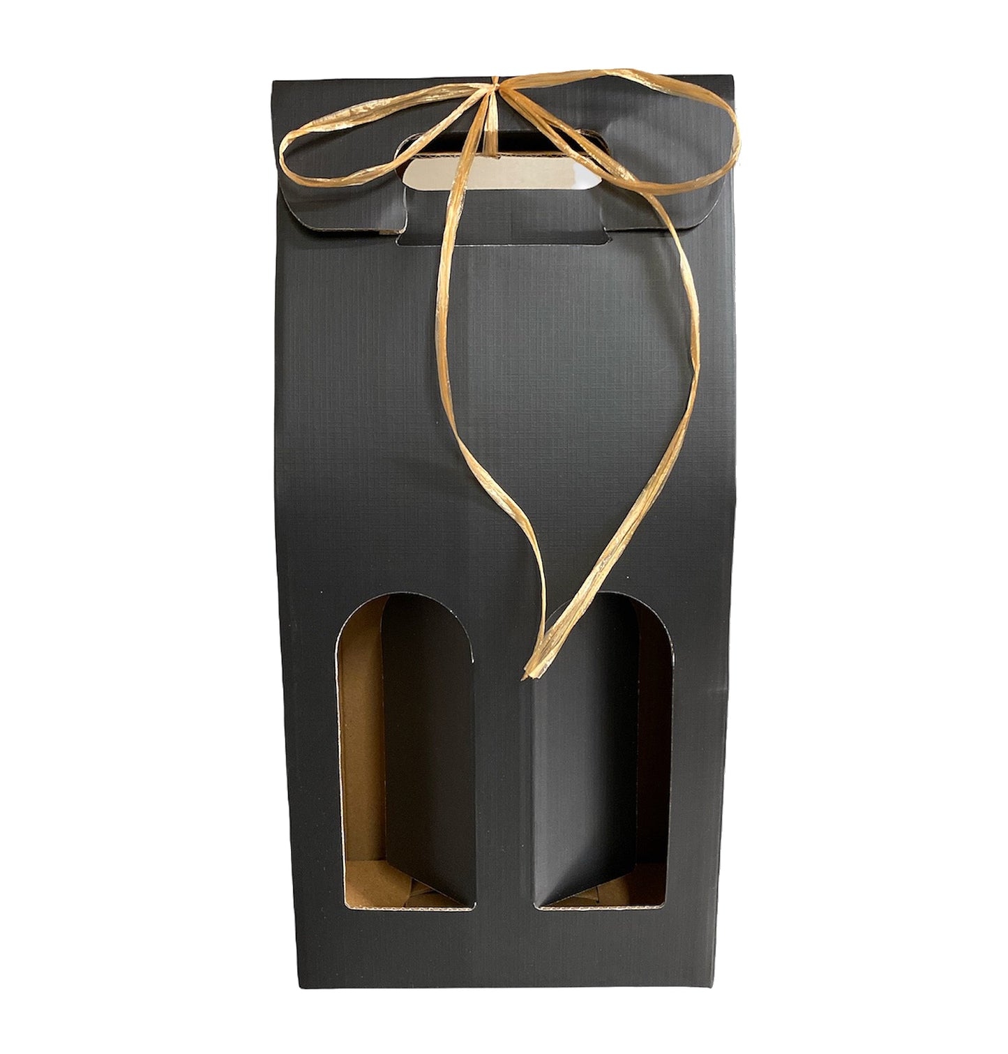 Matte BLACK Double WINE Bottle Carriers 750ml CORRUGATED (40 per inner 80 per master case)