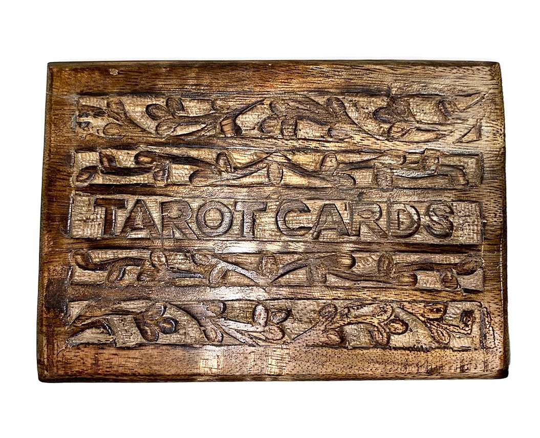 Tarot - Carved Wooden Box - 4 x 6 inch - India