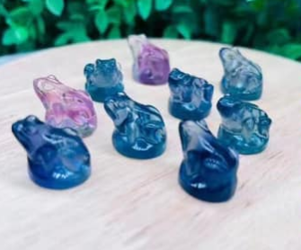 Frog - Fluorite - 1 cm - Micro Collection Hand Carved in China