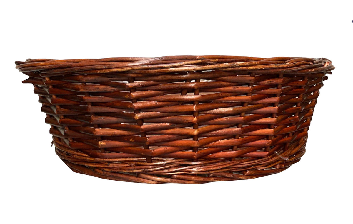 Split WILLOW OVAL TRAY - STAINED BROWN 16 x 5 inch deep - with Hard Liner - Fits a 26x40 Basket bag