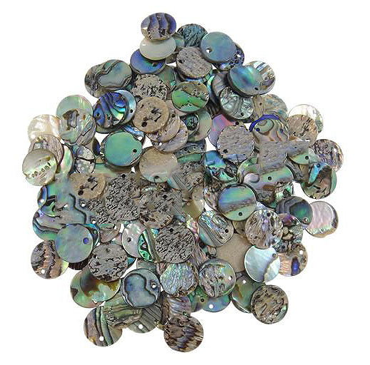 Abalone Shell Rounds Flat - Natural - 10mm with 1 Hole Approx 1mm - NEW222