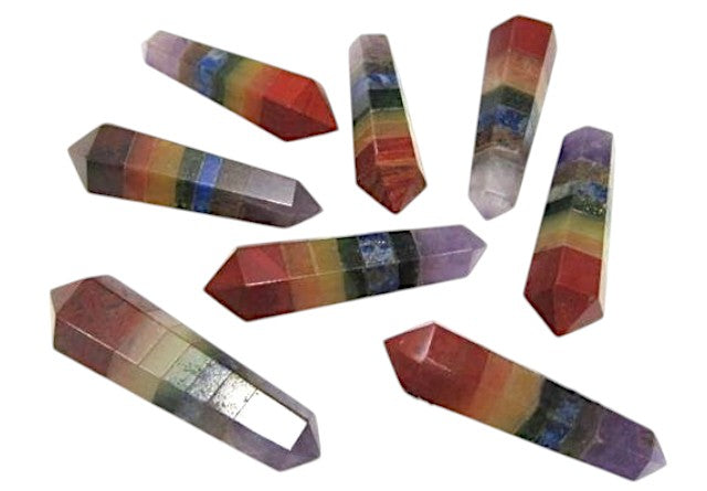 Chakra mixed stones - Double Terminated Pencil Points - 35-40mm 12 Grams - India - NEW225 - order in 5's