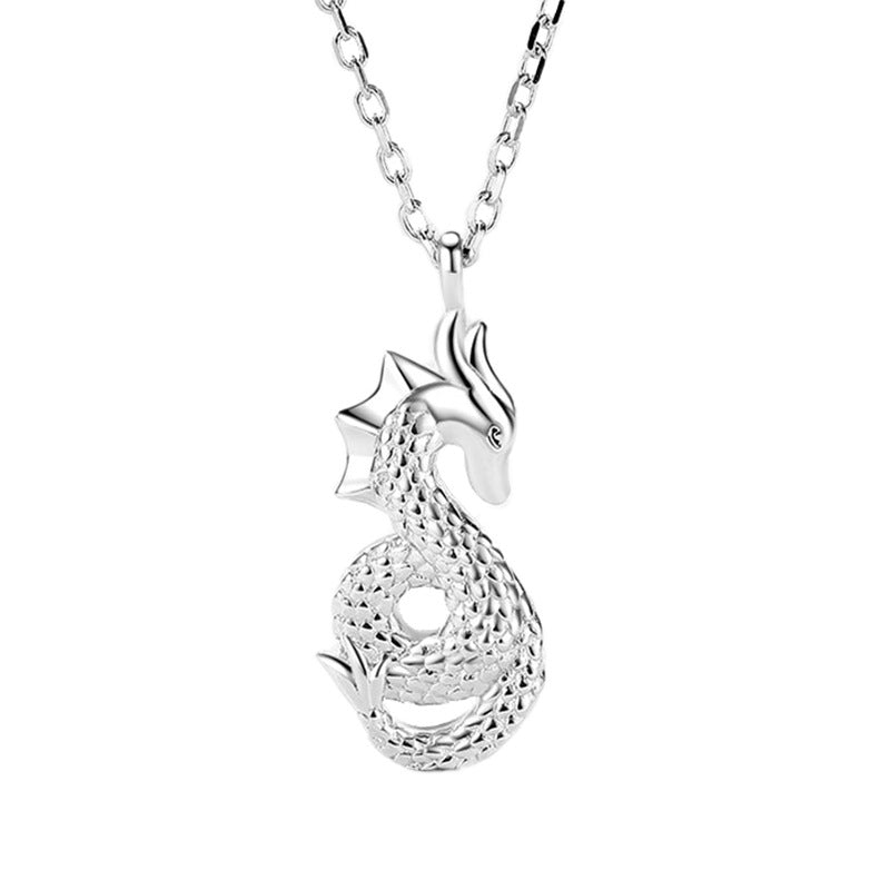 Dragon Pendant with Necklace - 925 Sterling Silver, with 5cm extender chain - plated platinum color - Length:Approx 50 cm - NEW424