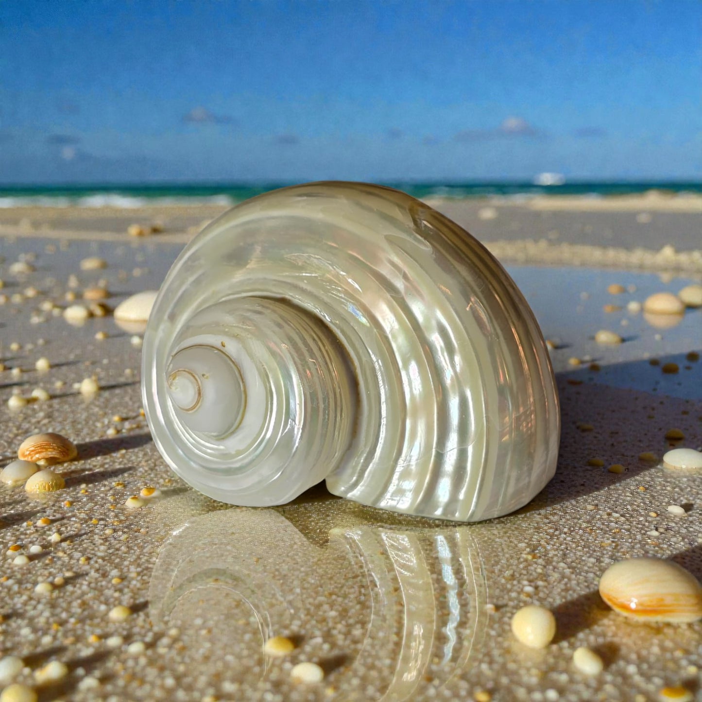 Polished Pearlized Silver Mouth Turbo - 2.5 inch - Hermit Crab Shells - Turbo Argyrostomus