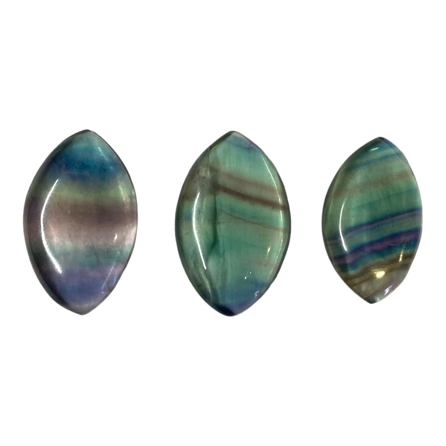 Multi Fluorite Stone Polished Evil Eye Shape Cabochons - 30 x 40mm x 7mm Thick - Grade AA - NEW424