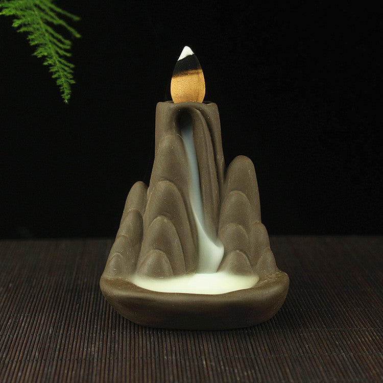 Mountain Incense Backflow Burner - Ceramic Porcelain - 8x9cm