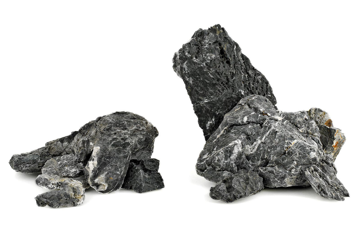 (Small) Black Seiryu Stone Aquarium Rock 5–13cm | Dark Aquascaping Stone (Per lb)