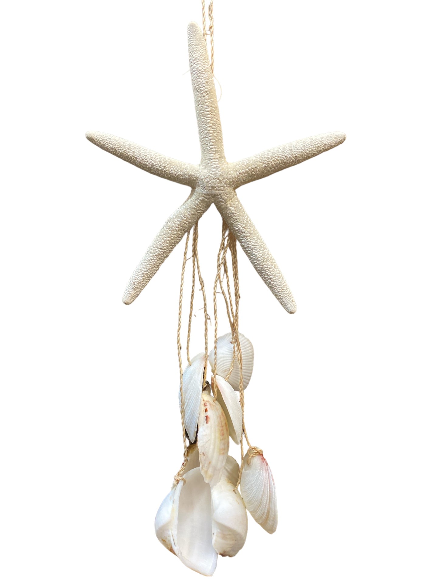 White FINGER STARFISH Chime with MIXED White SHELLS - - NEW723