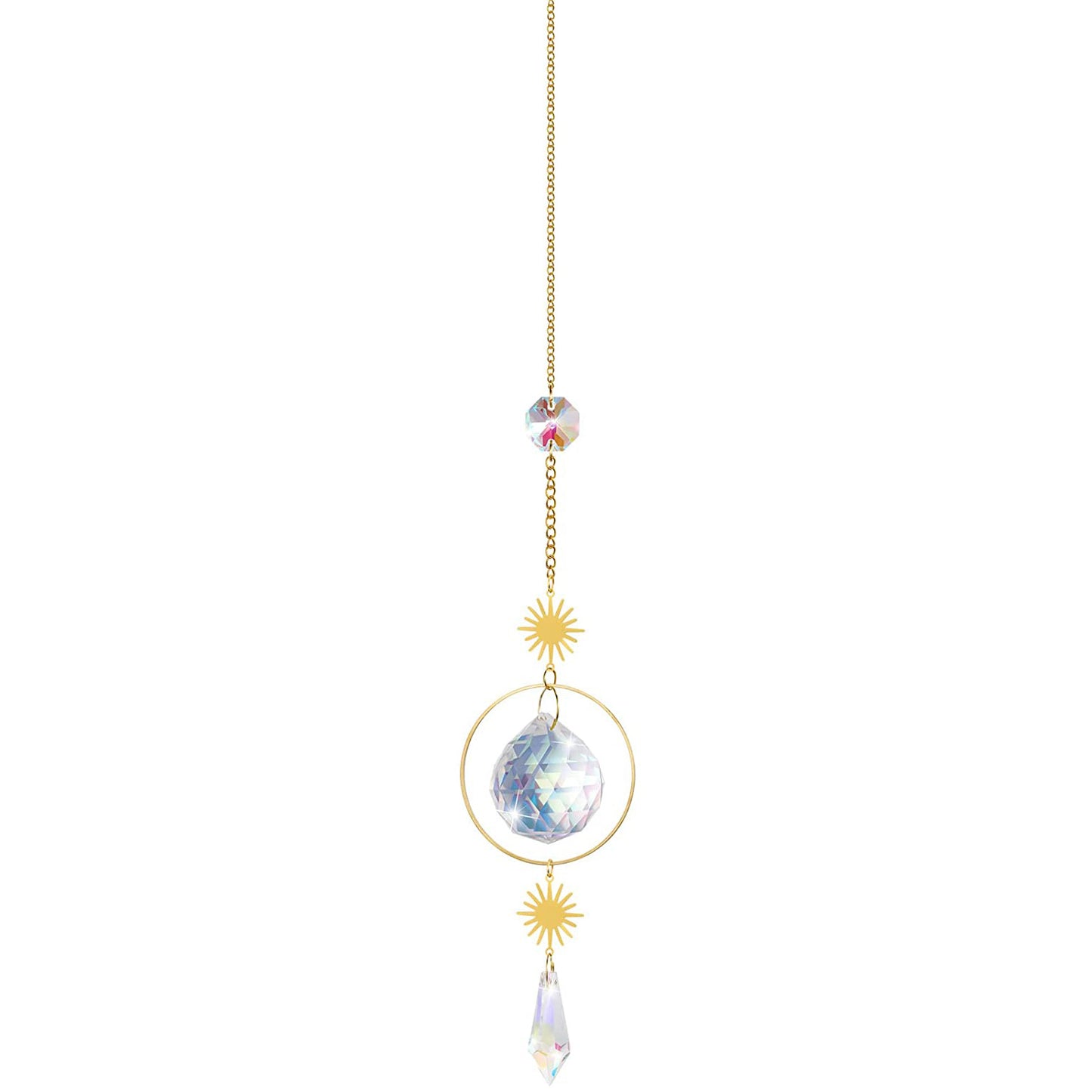 K9 Aura Crystal Hanger Suncatcher Sun Moon Star Brass Color - Long inch - China -