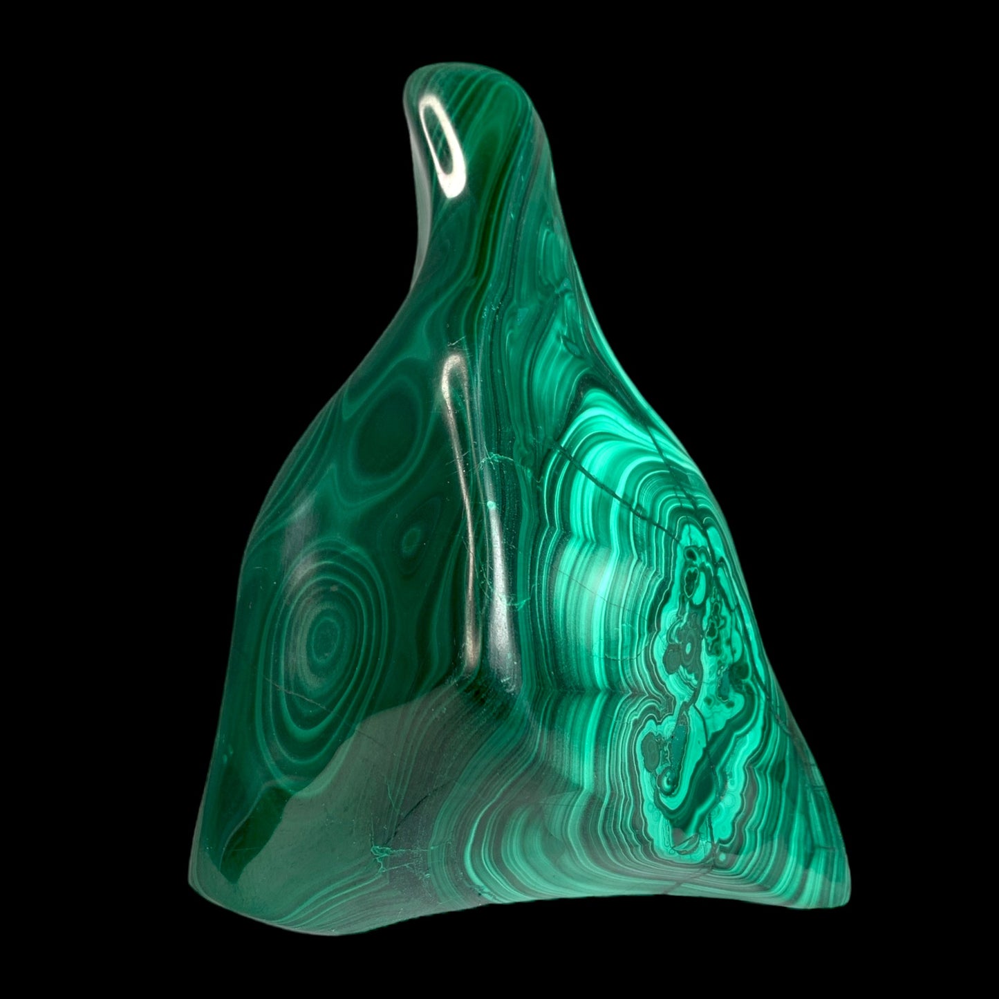 #1 Abstract Malachite Sculpture - 1109g - 5 x 4.25 x 2.25 inch - Specimen 1