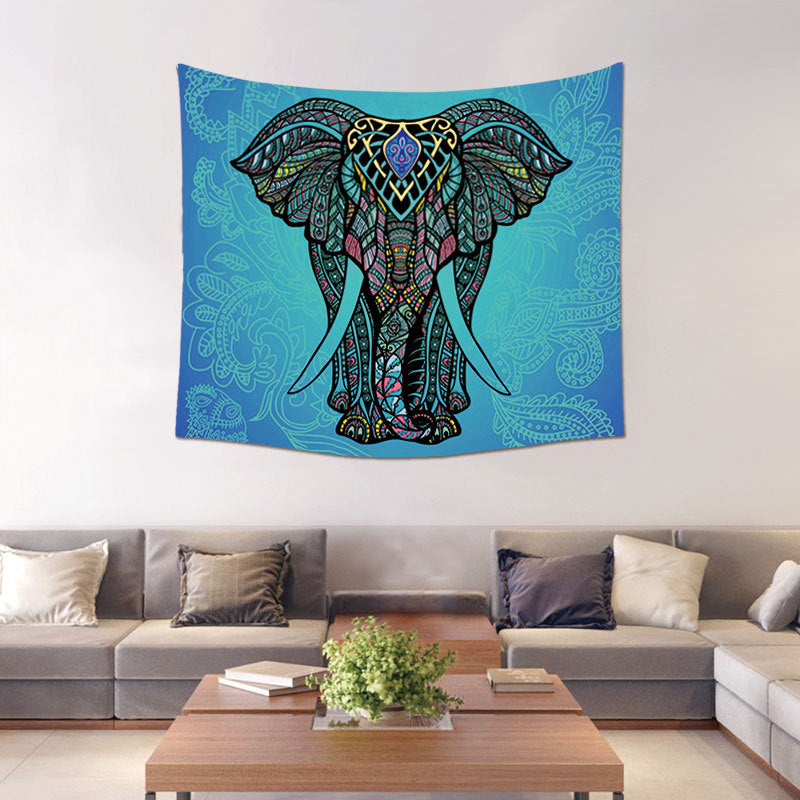 Aqua Elephant - Tapestry Wall Hanger - 150x130cm - ALTAR CLOTH - Polyester
