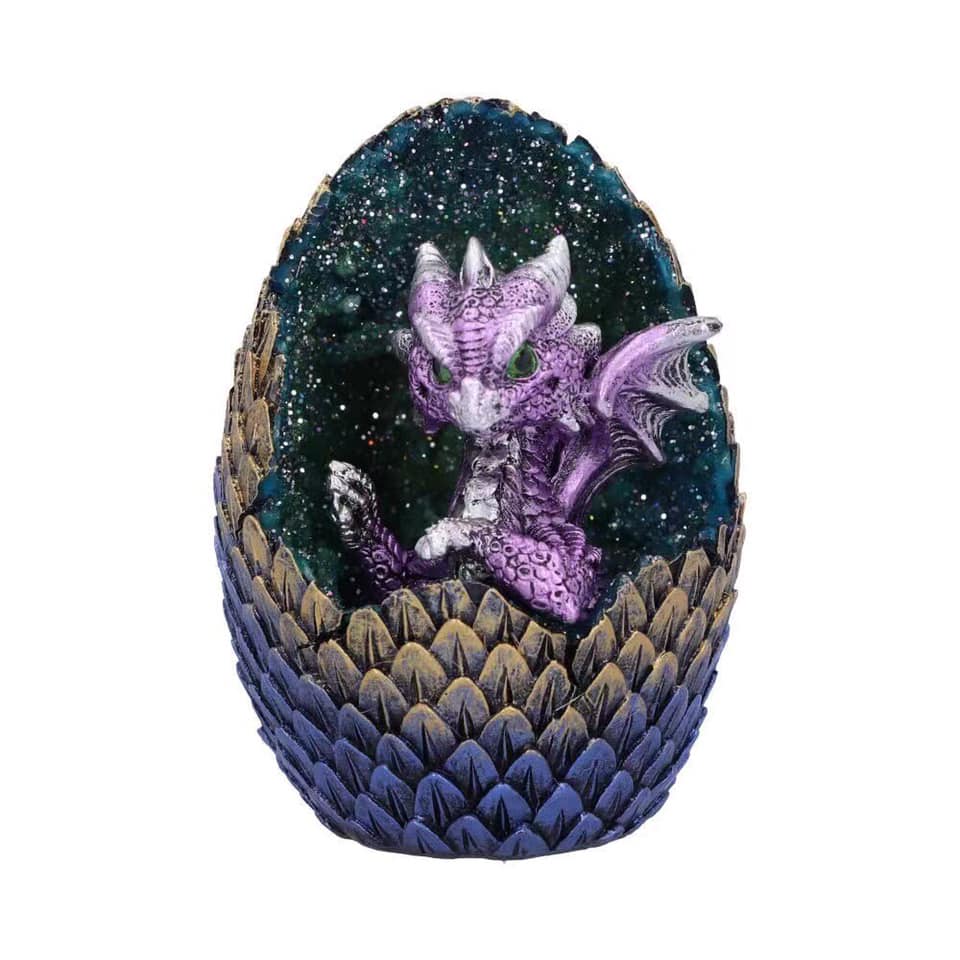 Purple Dragon in Standing Egg - 6 inch - Resin - China - New1122 - Clearance Price