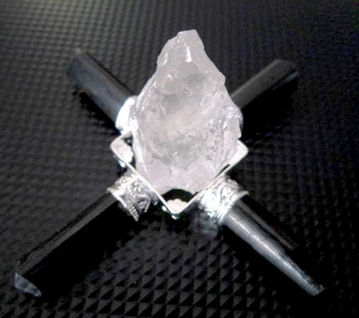 Black Tourmaline and Raw Clear Quartz Generator - 3 inch - 100g - India - NEW921