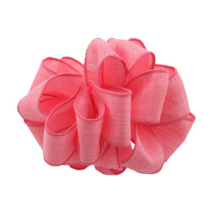 Linen Wired Ribbon - PINK - 1.5 inches x 50 yards