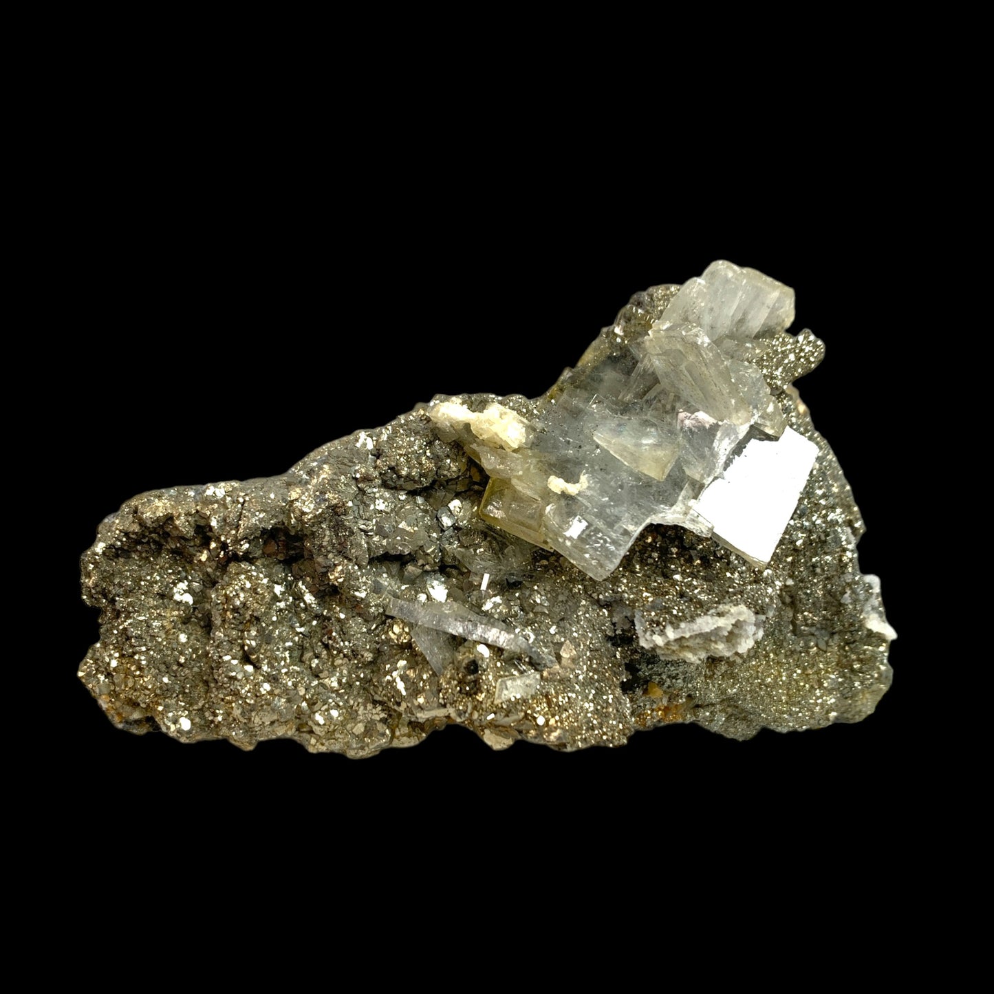 #1 Pyrite with Barite and Chalcopyrite AAA - 531g - 4.5 inch - Morocco - Specimen 3