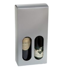 Metallic Silver 2 Bottle Gift Box 6.94″ x 3.25″ x 13.75″