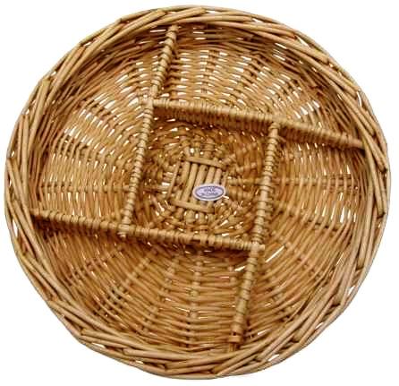 5 Compartment Round DIVIDED TRAY - 12 inch x 1.5 deep - SQUARE Center