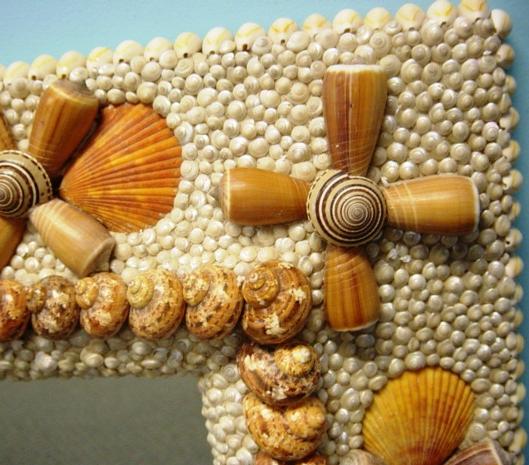 SEA SHELL MIRROR - RECTANGLE - ORANGE - LARGE