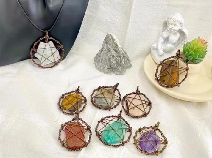 Red Jasper Earth Stone Enclosed in a STAR Pendant Made of Brass - China - NEW722