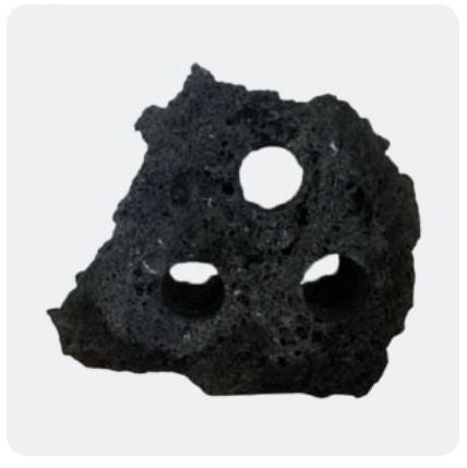 Lava Premium Stone with 3 Hole Drilled - Black - Indonesa - NEW1023