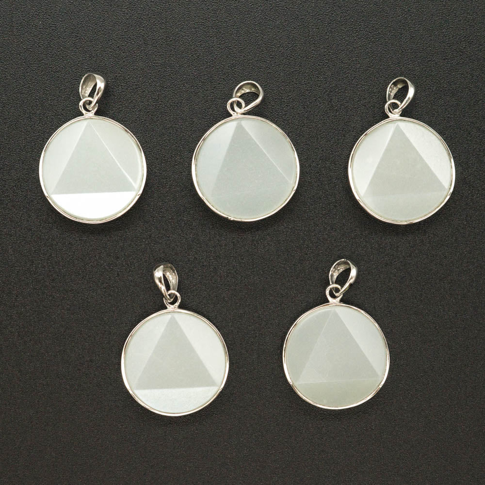 Silver Gemstone White Moonstone David Star 18mm Pendant - NEW921