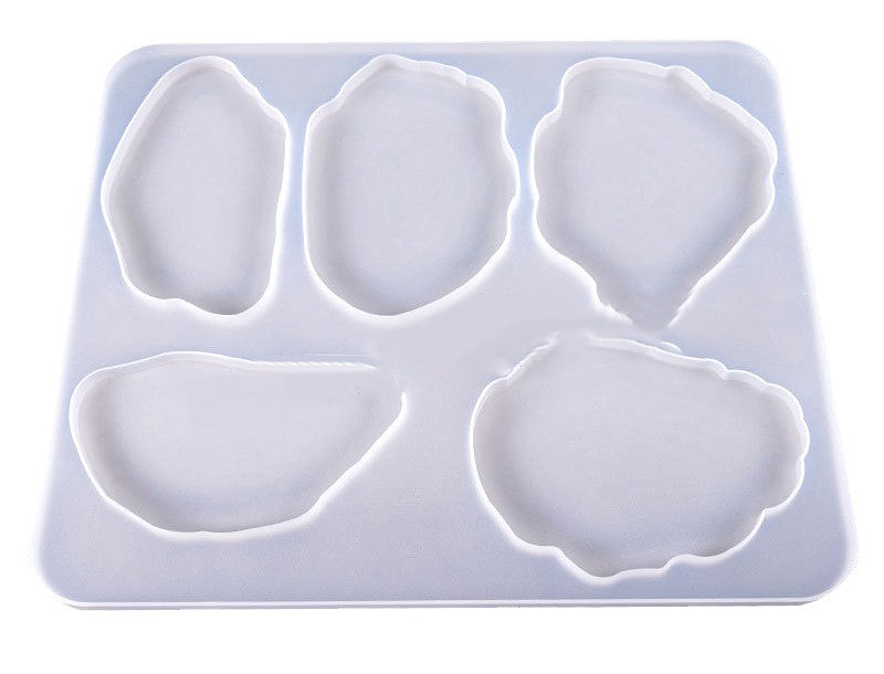 Silicone Epoxy Mold Set with 5 Polygon - Durable - White - 30 x 25cm - NEW1120