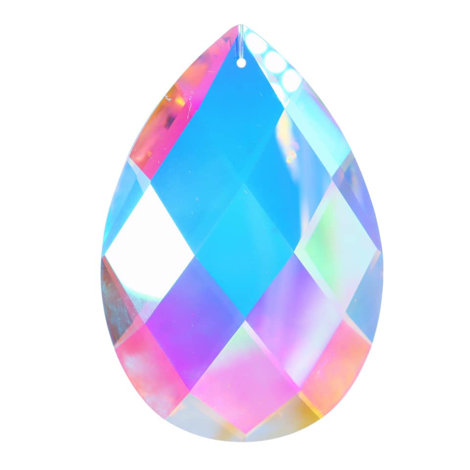K9 Aura Crystal Hanger Suncatcher - Teardrop - Colorful Twinkle Hanger - 9x6cm - Cotton String - China - NEW922