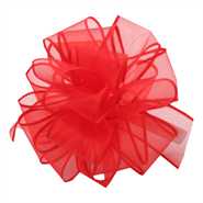 Sheer Spring Wired Ribbon - Red/Red Edge - 1.5 inches x 50 yards