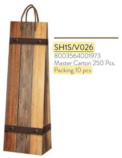 OAK - Rovere Design - Single WINE Bottle Bag - Fits 750ml (10 per pack 250 per case) NEW421