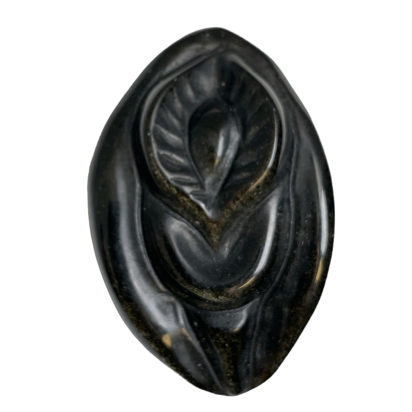 Female Body Part Yoni Vulva Vagina - Gold Obsidian - 2 inch - China - NEW423