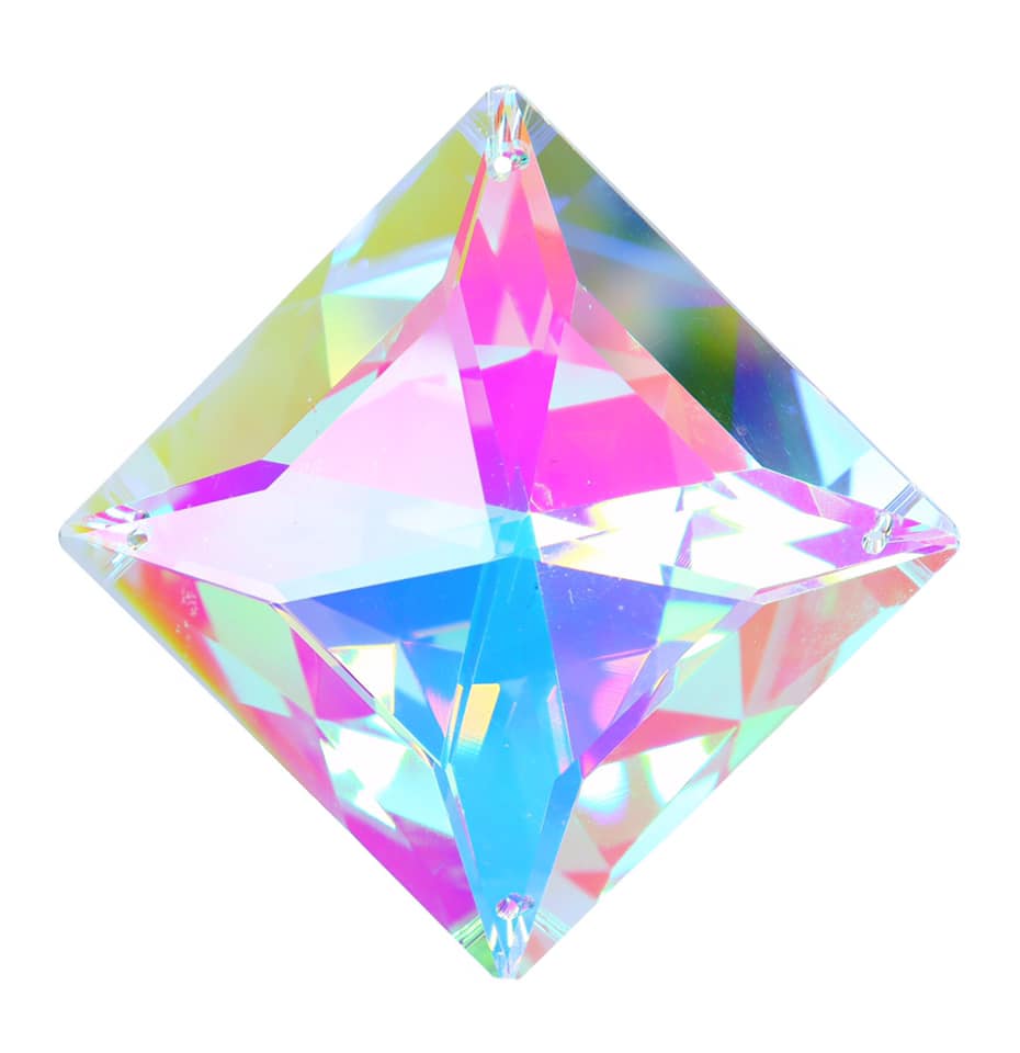 K9 Aura Crystal Hanger Suncatcher - Square - Colorful Twinkle Hanger - 5x5cm - Cotton String - China - NEW922