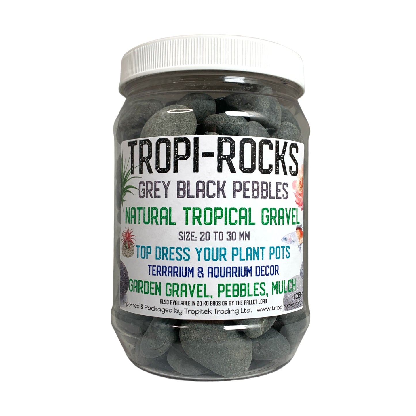 Grey Black Pebbles 20-30 MM - 1600g Average - Small PB1 Jar